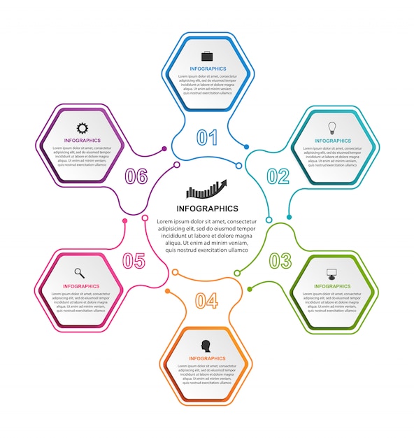 Hexágono opciones elementos infográficos.