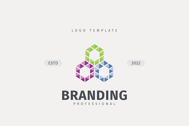 Hexágono trade marketing trading networking vector logo concepto