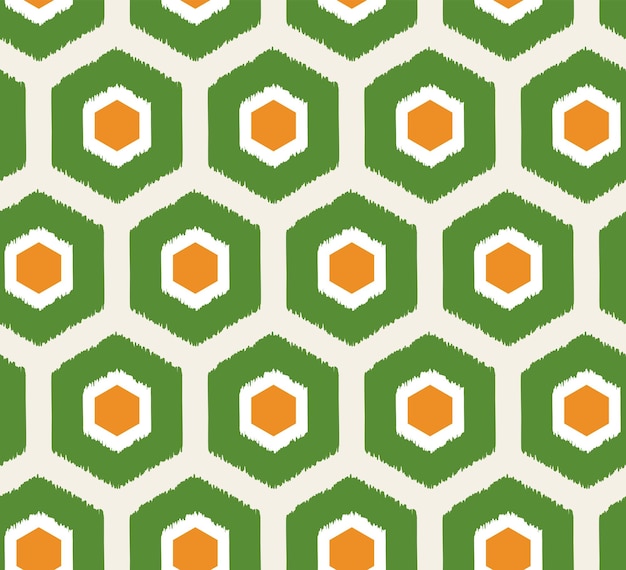 Hexágonos abstractos Estilo garabato retro geométrico Patrón sin costuras Colores de moda perfectos