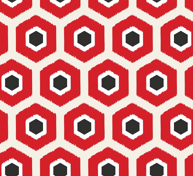 Hexágonos abstractos Estilo garabato retro geométrico Patrón sin costuras Colores de moda perfectos