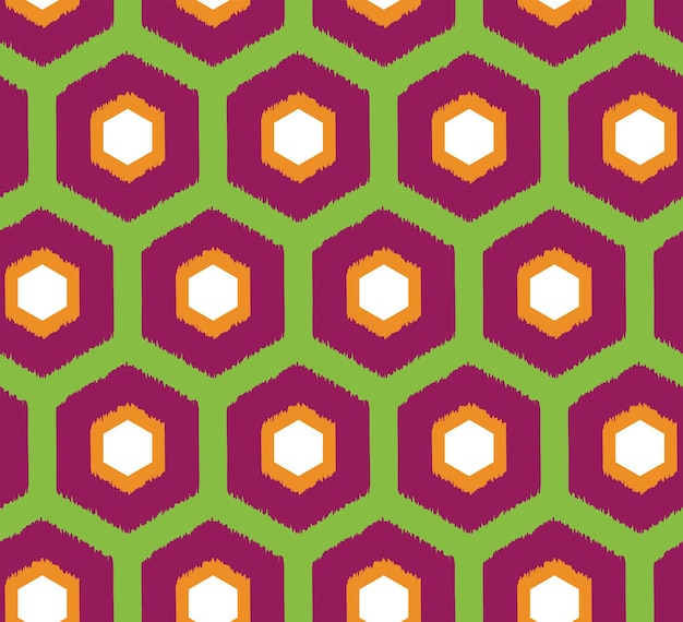 Hexágonos abstractos Estilo garabato retro geométrico Patrón sin costuras Colores de moda perfectos