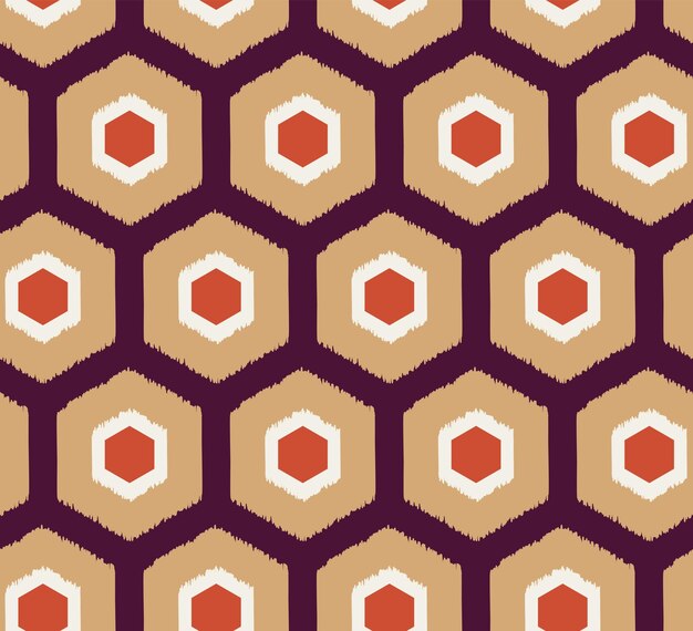 Hexágonos abstractos Estilo garabato retro geométrico Patrón sin costuras Colores de moda perfectos