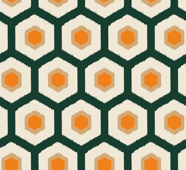 Hexágonos abstractos Estilo garabato retro geométrico Patrón sin costuras Colores de moda perfectos