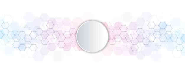 Hexágonos abstractos con fondo de círculo en blanco
