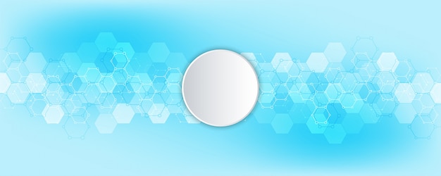 Hexágonos abstractos con fondo de círculo en blanco