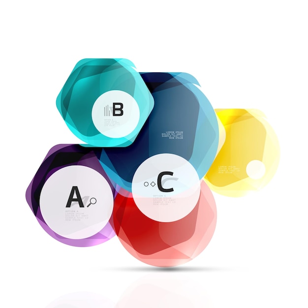 Hexágonos brillantes con opciones de infografías