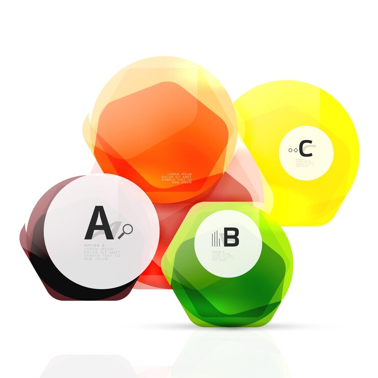 Vector hexágonos brillantes con opciones de infografías