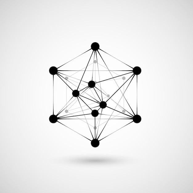Hexágonos ciencia genética carcasa química vector conexión y red social concepto con líneas y puntos icono de tecnología de ciencia hexagonal