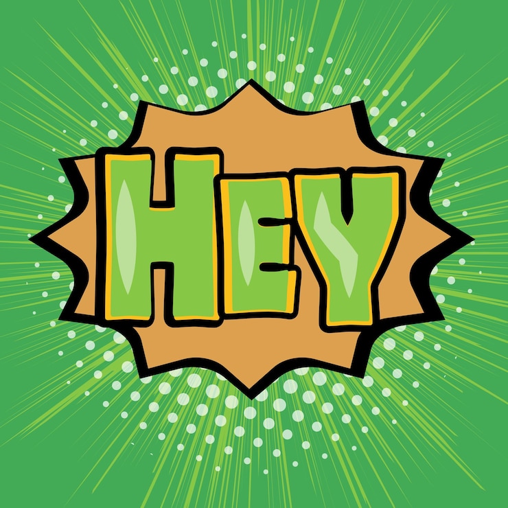 Vector hey texto cómico, bocadillo de diálogo cómico, ilustración vectorial de colección cómica.
