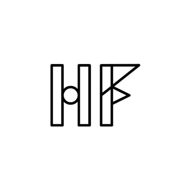 HF monograma diseño del logotipo letra texto nombre símbolo monocromático logotipo alfabeto carácter logotipo simple