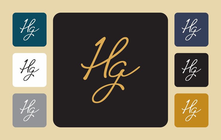Hg H g escritura a mano inicial Hg escritura a mano inicial plantilla de logotipo de firma vector letras de mano para diseños o para identidad