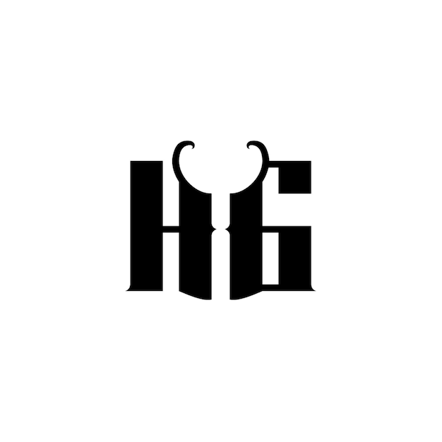 HG monograma diseño del logotipo letra texto nombre símbolo monocromático logotipo alfabeto carácter logotipo simple
