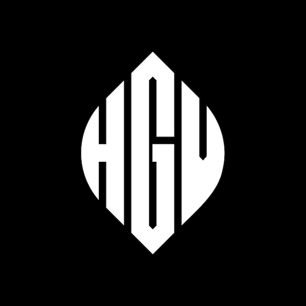HGV diseño de logotipo de letras circulares con forma de círculo y elipse HGV letras elípticas con estilo tipográfico Las tres iniciales forman un logotipo de círculo HGV círculo emblema monograma abstracto letra marca vector