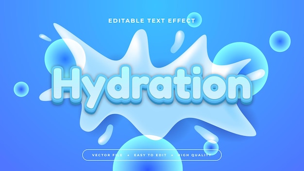 Hidratación azul y blanca estilo de fuente de efecto de texto 3D editable
