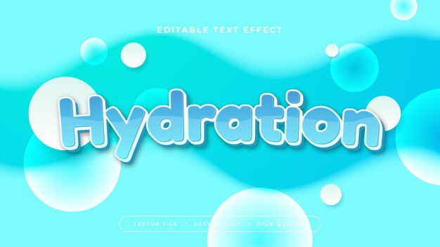Hidratación azul y blanca estilo de fuente de efecto de texto 3D editable