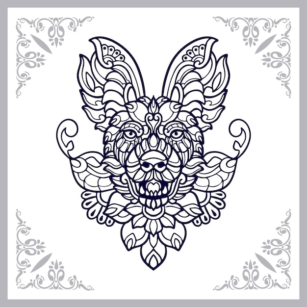 Hiena mandala artes aislado sobre fondo blanco.