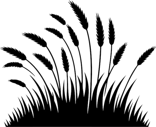 La hierba es un vector mínimo simple de color negro silueta 07