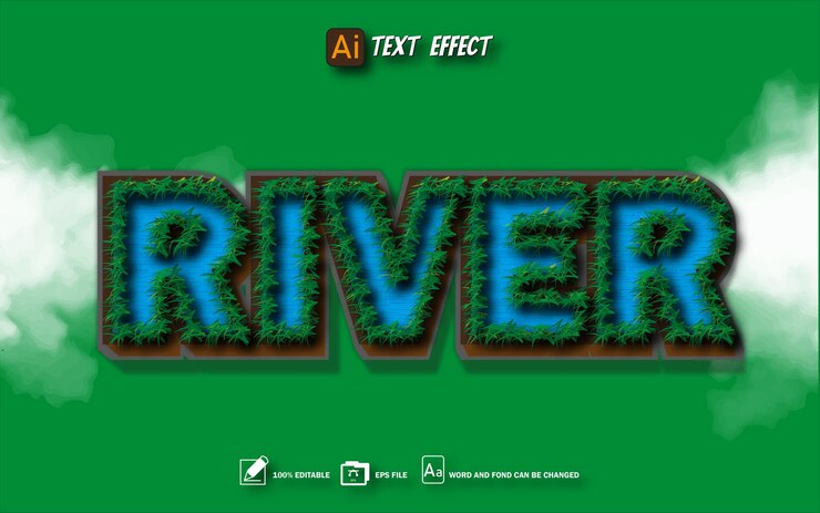 Vector hierba con estilo de texto de trazo efecto de texto editable archivo eps