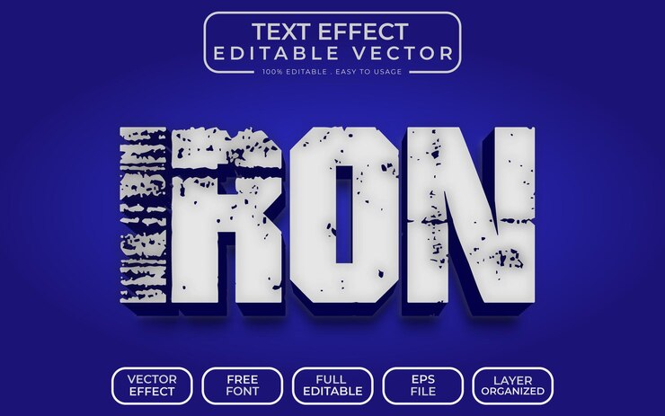 Vector hierro efecto de texto 3d archivo vectorial editable