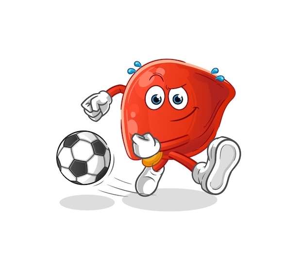 Hígado pateando el vector de mascota de dibujos animados de dibujos animados de pelota