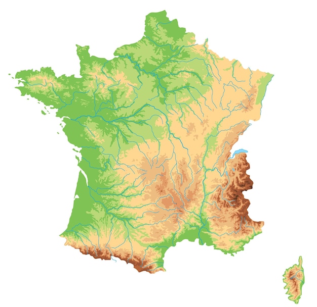 High detailed France physical map