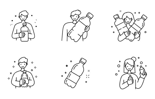 high quality icons designed with simple lines symbolizing individuals drinking water