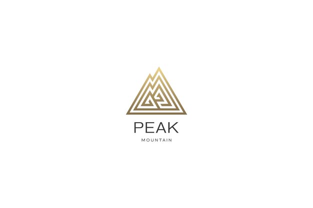 Highland Mountain Peak Senderismo Vector Logo Concepto