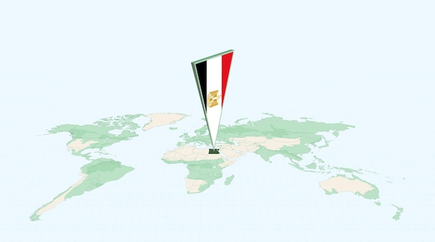 Highlighted Egypt on Global Map with 3D Flag Location Pin of Egypt