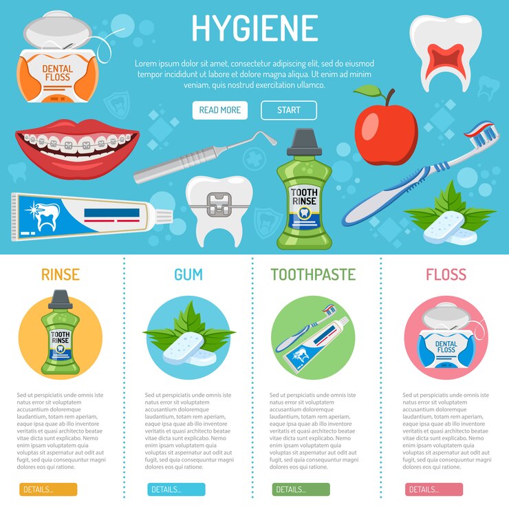 Vector higiene dental e infografías