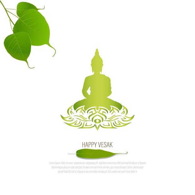 Higo sagrado o hoja de árbol de pipal buda purnima o día de vesak ilustración vectorial