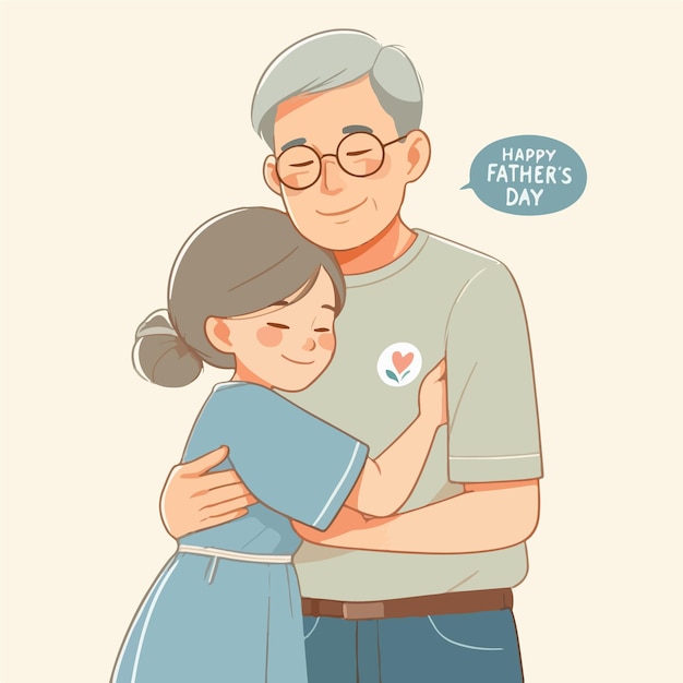 Una hija abraza a su padre y le desea Feliz Día del Padre