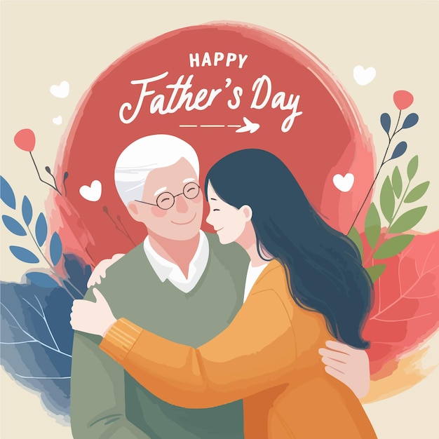 Una hija abraza a su padre y le desea Feliz Día del Padre