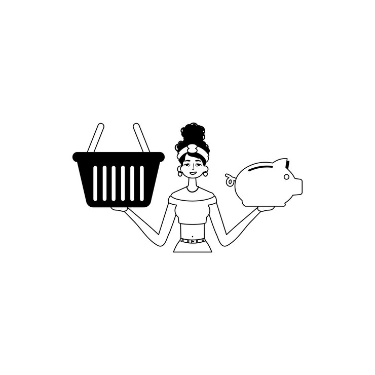 Vector la hija está sosteniendo un hogish surfeit partake save bank y un estigmatize handcart bootleg y un lápiz analógico blanco estilo trendy vector illustration