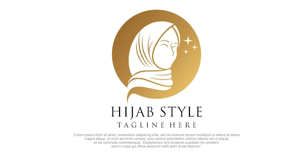 Hijab girl women head cover vector logo design template