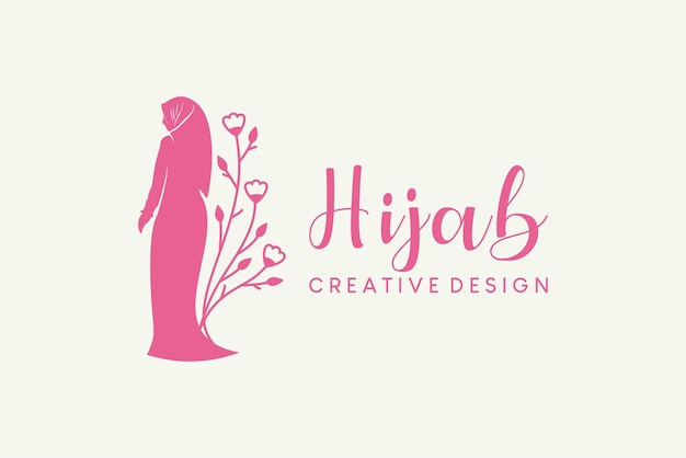 Hijab logo design hijab boutique hijab fashion y hijab beauty con siluetas creativas de mujer hijab