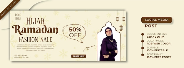 Vector hijab ramadan venta de moda portada de redes sociales