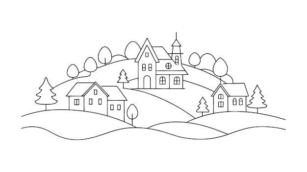 Hilltop Haven arte de línea continua ilustración vectorial plana aislada en fondo blanco
