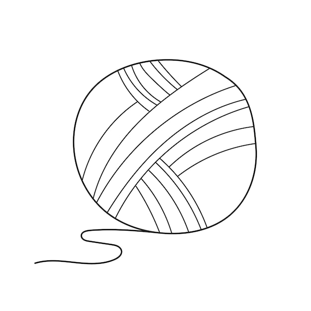 Hilo de bola de ilustración de contorno de vector de dibujos animados simple página para colorear