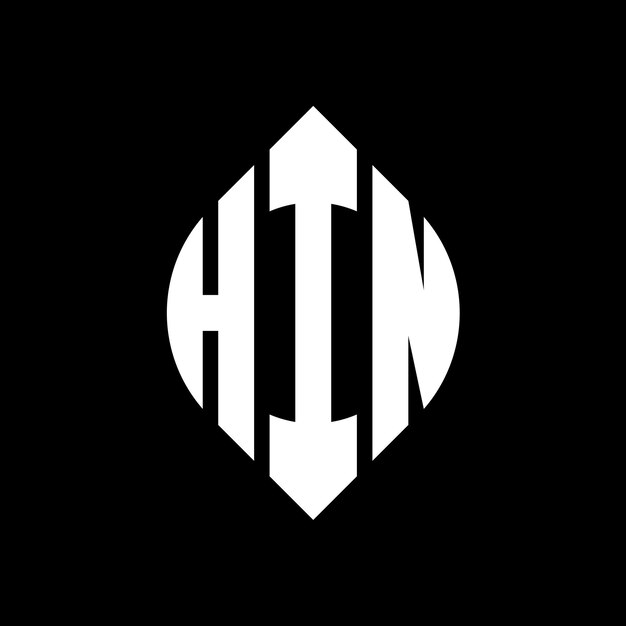 HIN diseño de logotipo de letra de círculo con forma de círculo y elipse HIN letras de elipse con estilo tipográfico Las tres iniciales forman un logotipo de círculo HIN Emblema de círculo Abstracto Monograma Carta Marca Vector