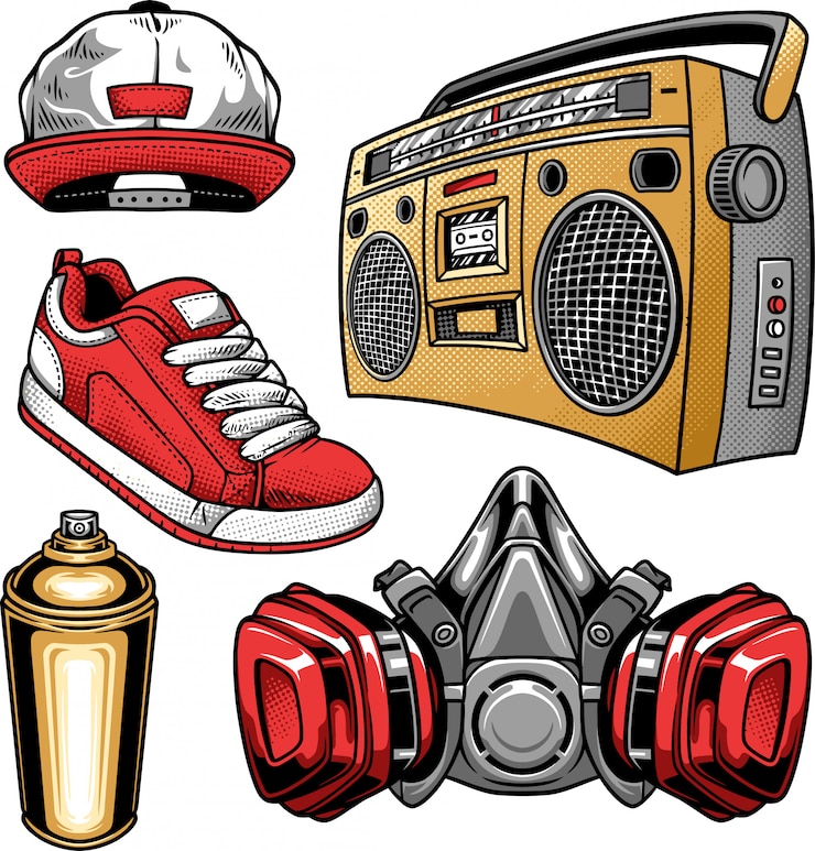 Vector hip hop y elementos urbanos