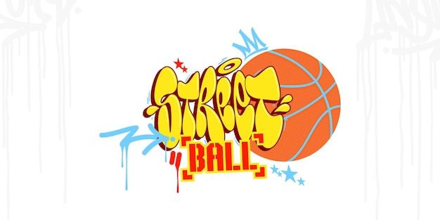 Hip Hop urbano abstracto de moda Arte callejero estilo graffiti Ilustración vectorial de baloncesto callejero de palabras