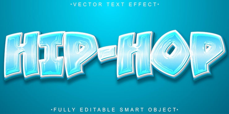 Vector hip hop vector efecto de texto de objeto inteligente totalmente editable