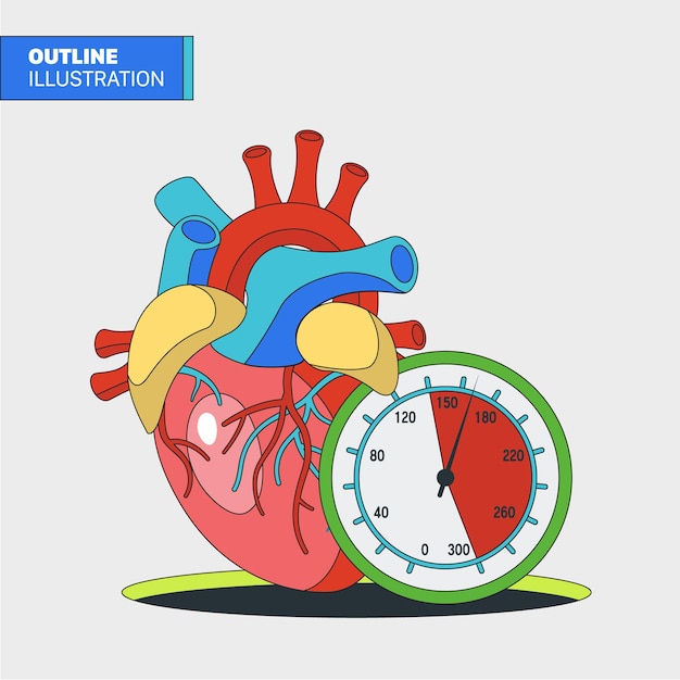 Hipertensión presión arterial alta esquema ilustración