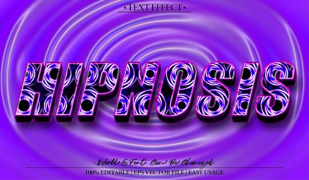 Hipnosis Efecto de texto vectorial Editable Alfabeto Espiral psicodélico Vertigo