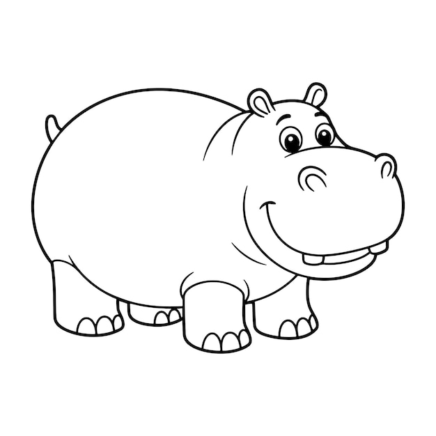 El hipopótamo de dibujos animados para colorear