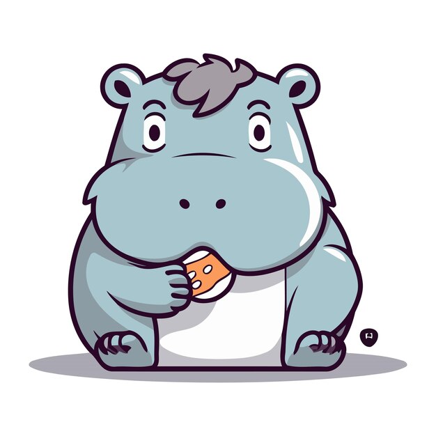 Hipopótamo mascota de dibujos animados ilustración vectorial de personajes