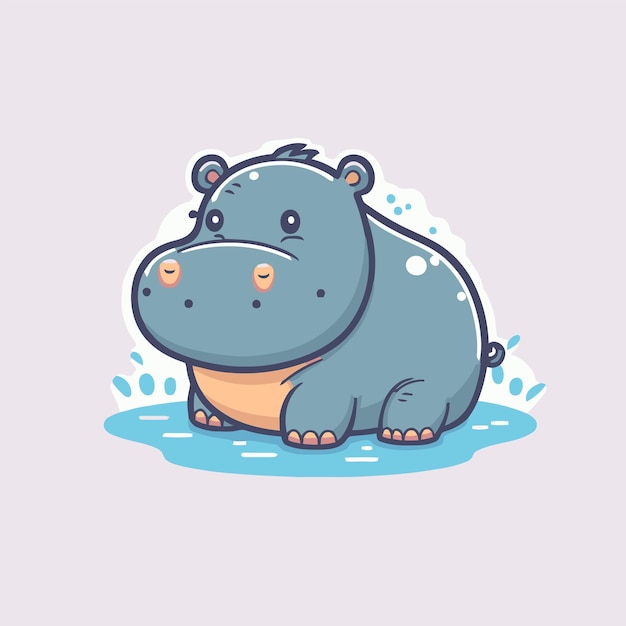 Hipopótamo personaje logo mascota animal salvaje hipopótamo en dibujos animados vectoriales
