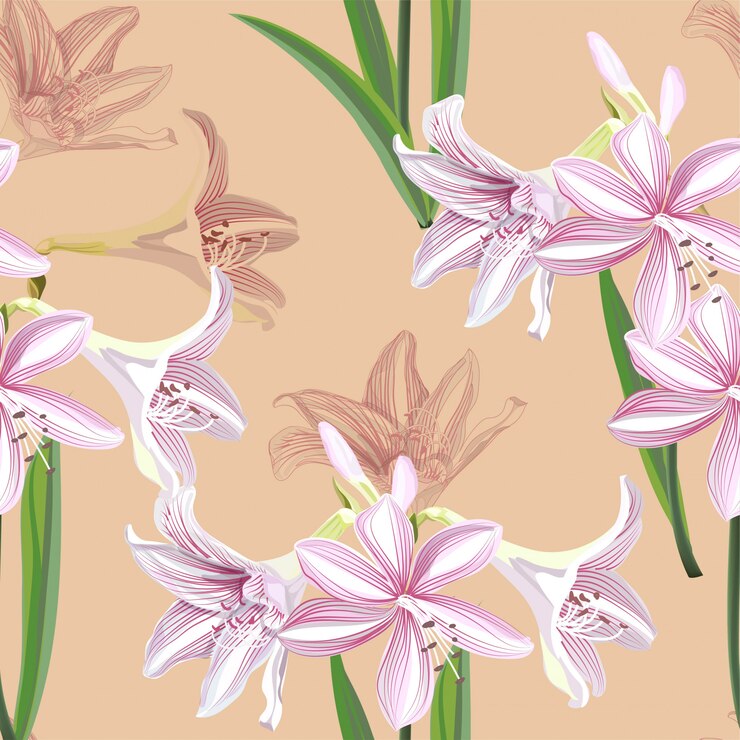 Vector hippeastrum flor de patrones sin fisuras ilustración