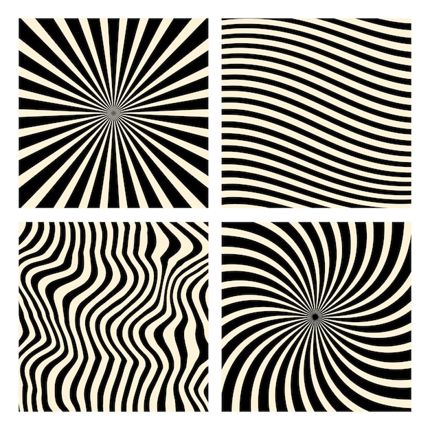 Hippie groovy de los años setenta fondos ondas remolino patrón remolino torcido y distorsionado textura vectorial