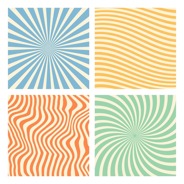 Hippie groovy de los años setenta fondos ondas remolino patrón remolino torcido y distorsionado textura vectorial